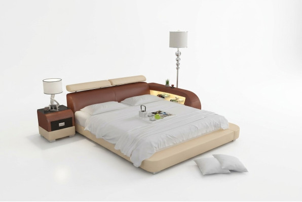 Lit double pour hôtel Lit à eau complet Chambre à eau Tête de lit en cuir LB8801