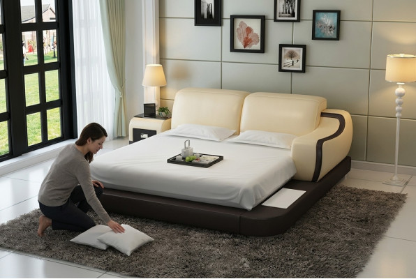 Lit double complet en cuir Lit rembourré Lit á eau LB8803