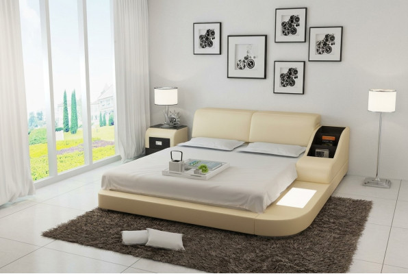 Lit double hôtel lit complet en cuir rembourré lit à eau LB8815