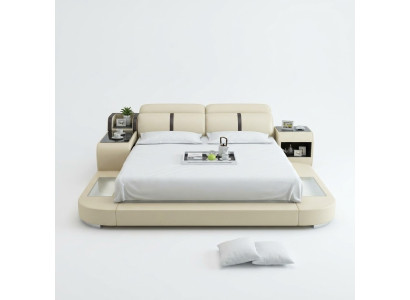 Lit double complet avec sommier à eau en cuir rembourré LB8821