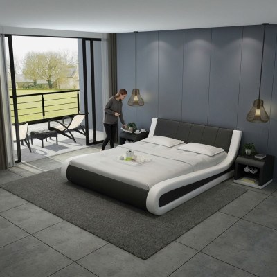 Lit double complet avec cadre de lit en cuir rembourré Water LB8829