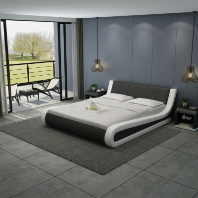Lit double complet avec cadre de lit en cuir rembourré Water LB8829