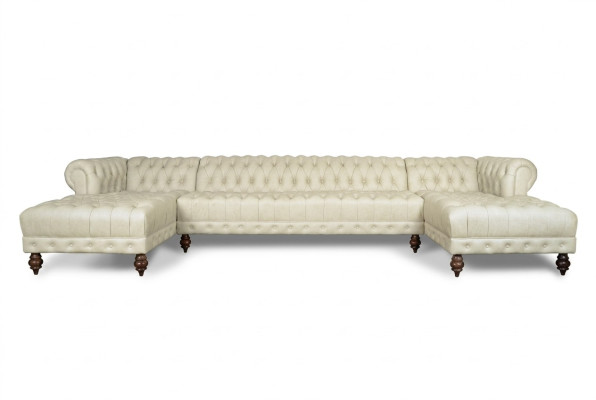 Canapé Chesterfield U Sofa Canapé classique en cuir en forme de U Canapé d'angle de vie paysage - 366