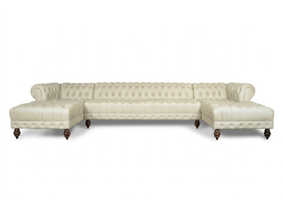 Canapé Chesterfield U Sofa Canapé classique en cuir en forme de U Canapé d'angle de vie paysage - 366