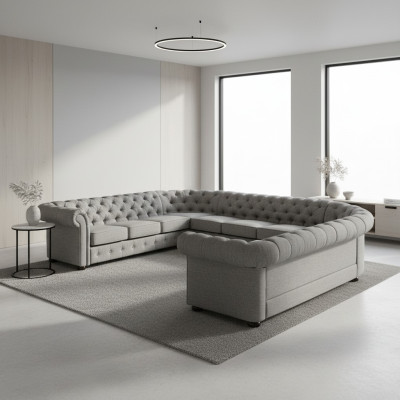 Canapé Chesterfield Canapé Tissu revêtement d'ameublement Salon paysage en U Suite Canapé d'angle