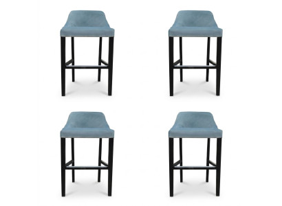 Ensemble de 4 tabourets de bar Chesterfield design hauts Tabouret Chaises en tissu Suite