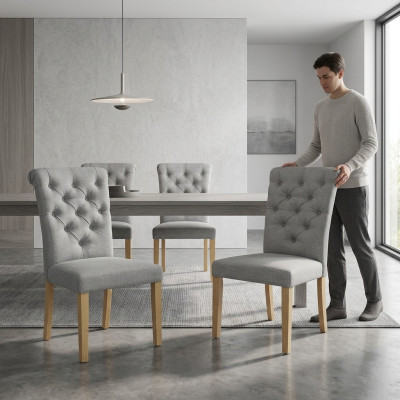 4x Chaises Chaise Rembourrage Design Siège Lounge Lehn Suite Fauteuil Chesterfield