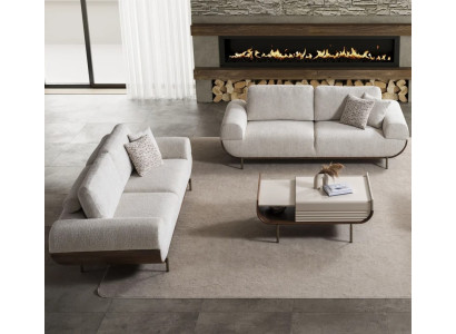Elegante Graue Sofagarnitur Designer Polstersofas 3-Sitzer Couchen