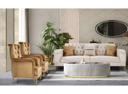 3+1+1 Sitzer Set: Sofa mit zwei Sesseln im einheitlichen Design.