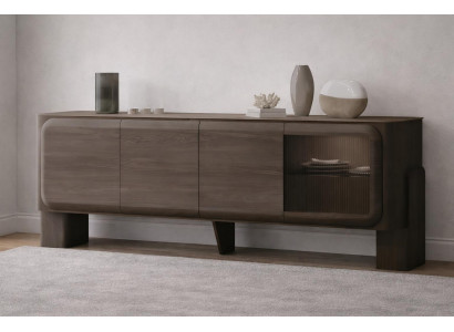Stilvolles Braunes Sideboard Zeitgenössische Anrichte Wohnzimmer Möbel