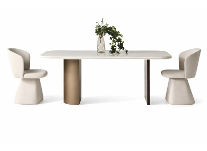 Eleganter Esstisch mit zwei Stühlen aus modernem Design und Stil