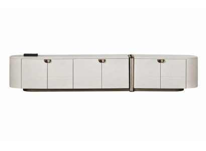 TV-Lowboard mit minimalistischer Form und eleganten Bronze-Akzenten