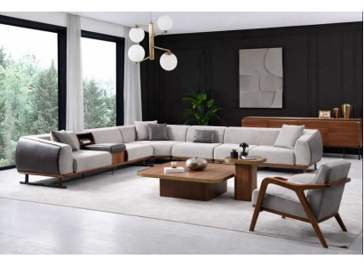 Stilvolles L-Form Sofa Designer Polstersessel Wohnzimmer Set 2tlg