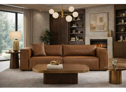 Braunes Ledersofa Designer Ledercouch Wohnzimmer Polstermöbel