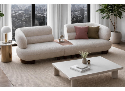 Beiger 4-Sitzer Wohnzimmer Luxus Textilsofa Exklusive Polstercouch