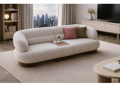 Designer Beiger Polster 3-Sitzer Stilvolles Wohnzimmer Sofa Möbel