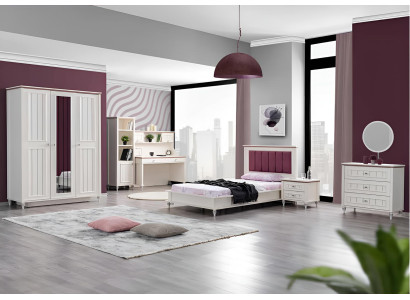 Modernes Schlafzimmer Set mit Bett Schrank Schminktisch und Schreibtisch