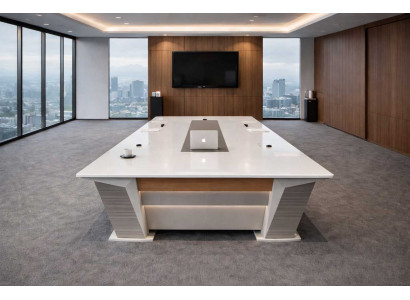 Eleganter Weißer Besprechungstisch Designer Bürotisch Robuste Möbel