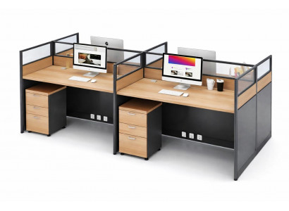 Moderner Bürotisch Doppelarbeitsplatz mit Trennwänden System