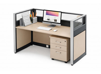 Moderner Bürotisch Einzelarbeitsplatz mit Trennwänden System