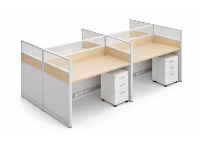 OfficeLine Connect Duo Arbeitsplatz mit Glas-Trennsystem modular