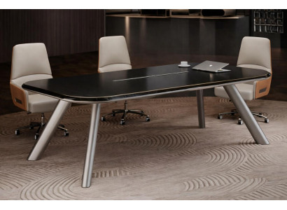 ExecutiveLine Konferenz-Set mit Tisch und 3 Leder-Drehstühlen