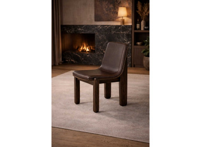 Brauner Lederstuhl Exklusive Sitzmöbel Designer Wohnzimmer Stühle