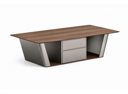 Moderner Couchtisch aus Walnussholz mit eleganten Metallakzenten