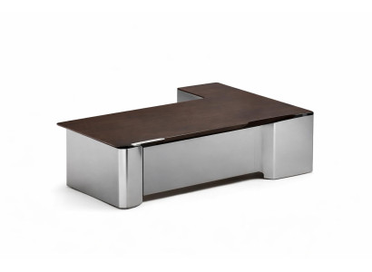Eleganter Schreibtisch aus Holz und Metall mit modernen Akzenten