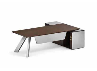 Moderner Schreibtisch aus Holz und Metall im minimalistischen Design