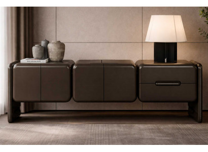 Designer Braunes Sideboard Luxuriöse Wohnzimmer Holz Anrichte