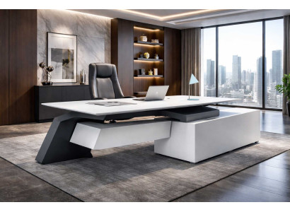 Eleganter Weißer Schreibtisch Designer Arbeitszimmer Cheftisch Möbel