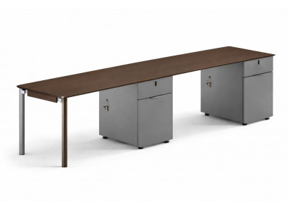 Moderner Bürotisch mit Holzplatte und Metallbeinen für Büros