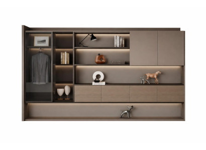 Modularer Büroschrank mit eleganter LED-Beleuchtung und Stauraum