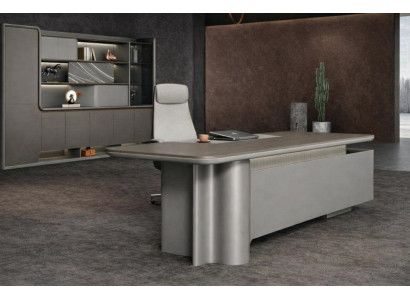 Modernes Chefschreibtisch-Set mit Büroschrank und ergonomischem Sessel