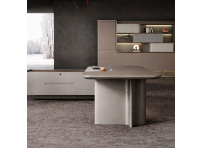 Exklusives Chefschreibtisch-Set mit Büroschrank in modernem Design