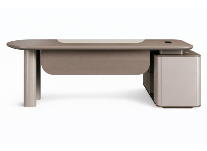 Chefschreibtisch mit eleganter Holzoberfläche und modernem Design