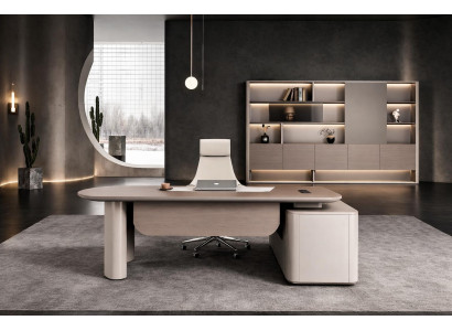 Elegantes Büromöbel-Set: Chefschreibtisch, Büroschrank & Sessel