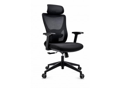 Ergonomischer Bürostuhl mit Netzrücken, Kopfstütze und Armlehnen