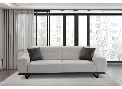 Modernes graues Sofa 3-Sitzer mit bequemen Kissen und Metallrahmen