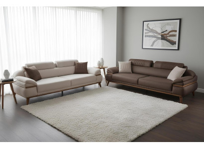 Hochwertiges Sofa Set Beige Braun modernes Design für Wohnräume