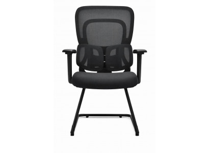 Ergonomischer Bürostuhl mit Netzrückenlehne und Sled-Gestell, schwarz