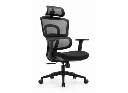 Ergonomischer Bürostuhl mit verstellbarer Kopfstütze und Armlehnen