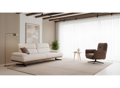 Stilvolles 3-Sitzer Sofa und Sessel Beige Braun Design