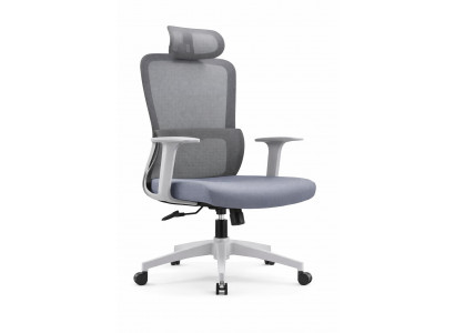 Ergonomischer Bürostuhl mit Netzrücken, Kopfstütze und Armlehnen