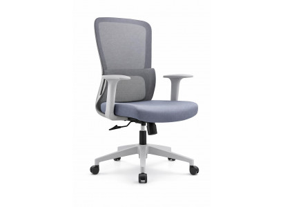 Ergonomischer grauer Bürostuhl mit Netzrücken, verstellbaren Armlehnen