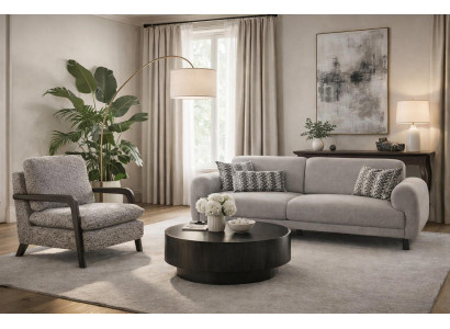 Elegantes Graues Polster-Set Textilsofa Designer Polstersessel 2tlg