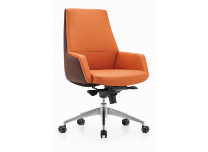 Ergonomischer Chefsessel in Orange und Braun mit Metallgestell