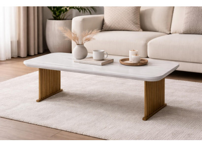 Schicker Weißer Couchtisch Wohnzimmer Luxuriöser Kaffeetisch Möbel