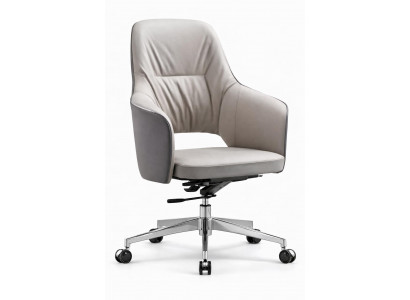 Ergonomischer Chefsessel Grau mit hoher Rückenlehne und Rollen